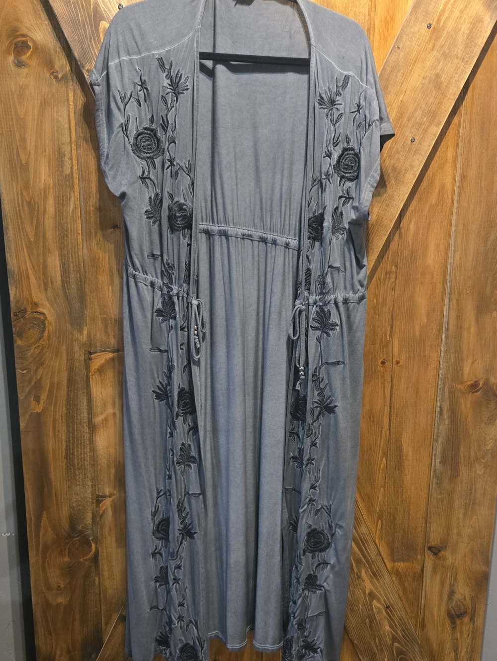POL Embroidered Slate Grey Duster